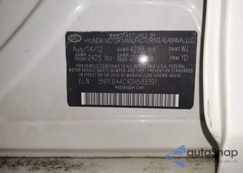 2013 Hyundai Sonata Gls из США, поврежденный, VIN 5NPEB4AC4DH583391